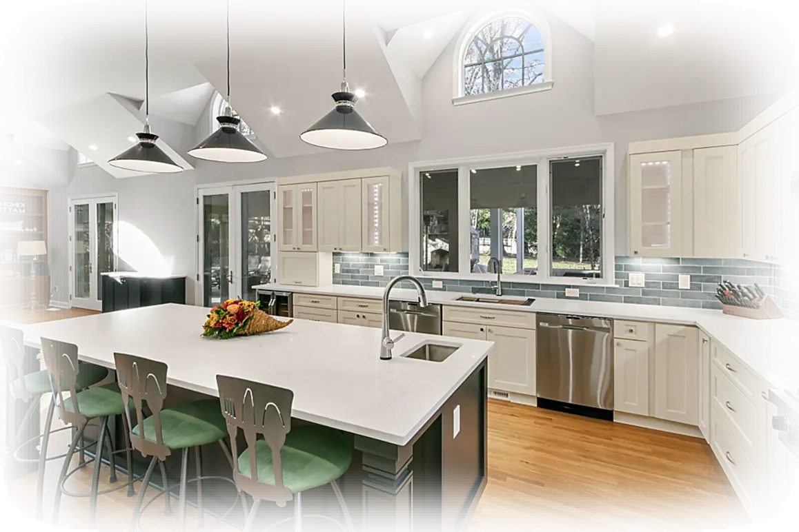 Custom granite and quartz kitchen island fabrication by CF Granite & Stone.